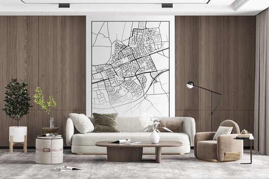 Papier Peint - Carte Papier peint photo - Etten-Leur - Zwart - Wit - Largeur 200 cm x Hauteur 300 cm