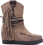 WELOVESHOES® Dames Cowboylaarzen met Hak  - Suedine - Camel - Maat 38