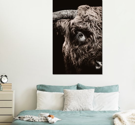 Décoration murale Métal - Peinture Aluminium Industrielle - Highlander écossais - Vache - Taureau - 100x150 cm - Dibond - Photo sur aluminium - Décoration murale industrielle - Pour le salon / chambre