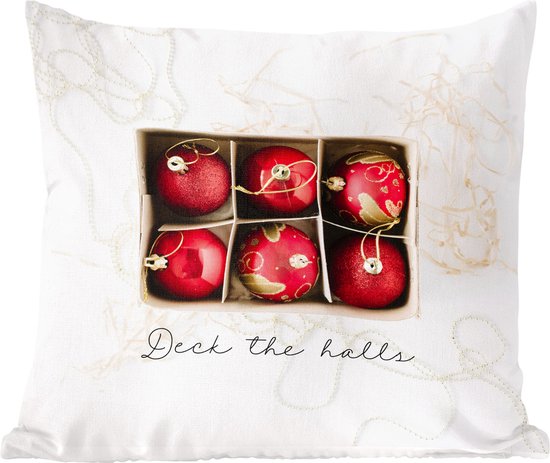 Sierkussens - Kussentjes Woonkamer - 45x45 cm - Kerst - Rood - Goud - Kerstversiering - Kerstdecoratie voor binnen - Woonkamer