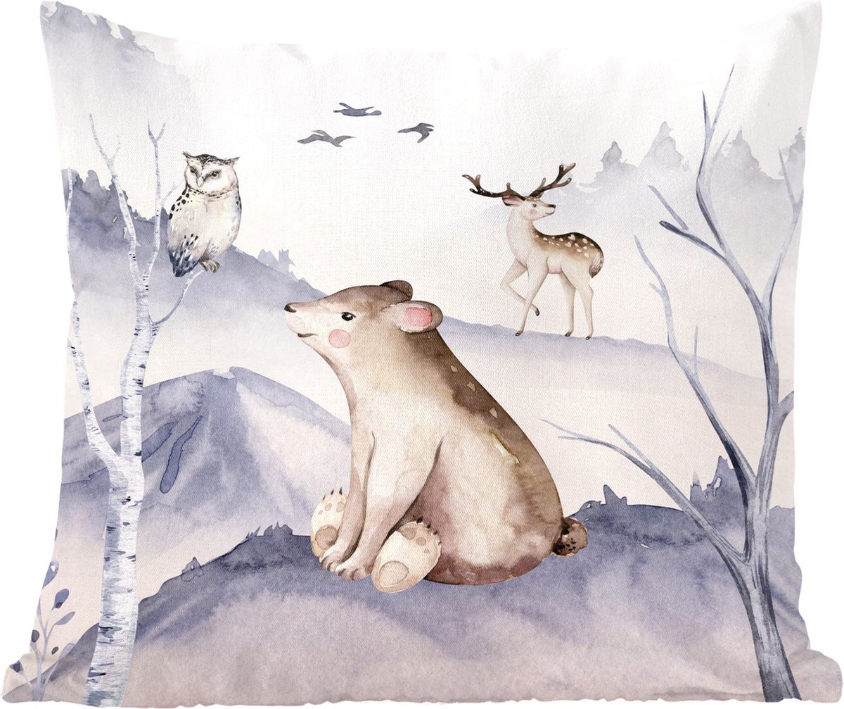 Sierkussens - Kussentjes Woonkamer - 40x40 cm - Dieren - Winter - Uil - Kerstversiering - Kerstdecoratie voor binnen - Woonkamer
