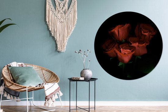 Roses rouges sur fond noir Cercle mural aluminium ⌀ 120 cm - Tirage photo sur cercle mural / cercle vivant / cercle de jardin (décoration murale) XXL / Groot format!