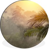WallCircle - Wandcirkel - Muurcirkel - Landschap met mist en palmbomen - Aluminium - Dibond - ⌀ 30 cm - Binnen en Buiten