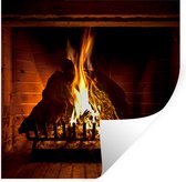 Stickers Stickers muraux - Cheminée à flammes vives - 50x50 cm - Film adhésif