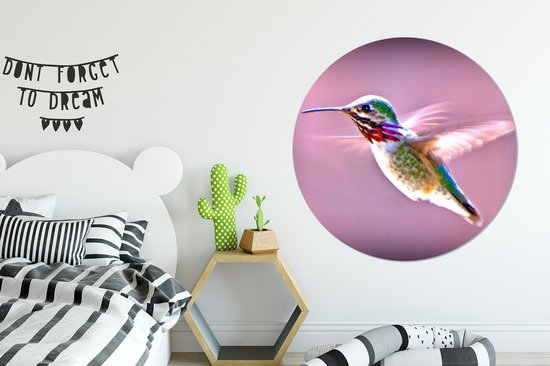 Wallpaper Circle - Colibri - Peinture - Violet - ⌀ 120 cm - Wall Circle - Auto-adhésif - Round Wallpaper Sticker XXL