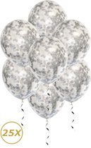 Zilveren Helium Ballonnen Confetti 2024 Happy New Year Versiering NYE Feest Versiering Ballon Zilver Papier - 25 Stuks
