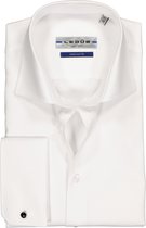 Ledub Tailored Fit overhemd dubbele manchet - wit - Strijkvrij - Boordmaat: 47