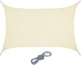 Relaxdays schaduwdoek rechthoekig - privacydoek - PES - zonnedoek - met ophangogen -beige - 4 x 6 m