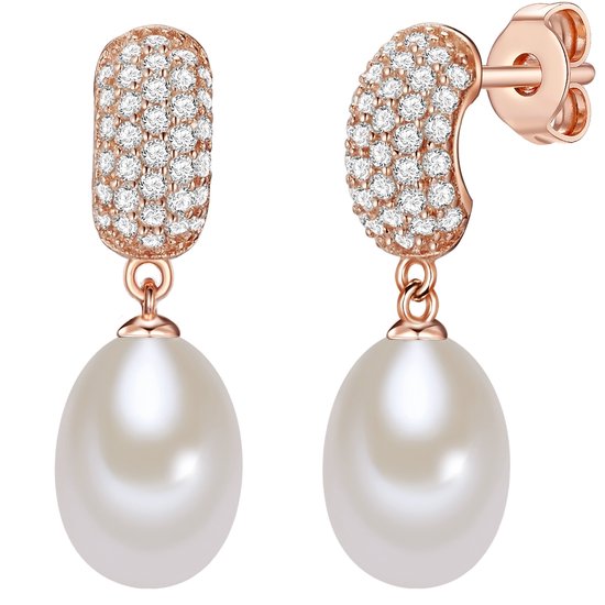 Orecchini Pendente In Argento 925 Con Perle D'acqua Dolce 7,5-8 Mm – Valero Pearls – Collezione Urbano