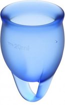 Bundle - Satisfyer - Satisfyer Feel Confident Menstruatie Cup Set - Blauw met glijmiddel