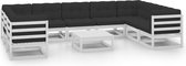 Decoways - 10-delige Loungeset met kussens massief grenenhout wit