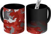 Magische Mok - Foto op Warmte Mokken - Koffiemok - Rood met grijs camouflage patroon - Magic Mok - Beker - 350 ML - Theemok