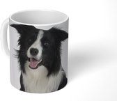 Mok - Portretfoto van een brave border collie die zit - 350 ML - Beker