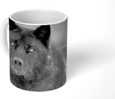 Mok - Zwarte wolf in zwart-wit - 350 ML - Beker