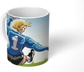 Mok - Koffiemok - Een illustratie van een keeper die de voetbal stopt - Jongens - Meisjes - Kinderen - Mokken - 350 ML - Beker - Koffiemokken - Theemok