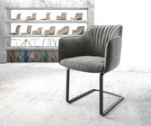 Gestoffeerde-stoel Elda-Flex met armleuning sledemodel vlak zwart fluweel grijs