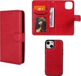 iPhone 13 hoesje - MobyDefend Luxe 2-in-1 Wallet Book Case Met Uitneembare Backcover - Rood - GSM Hoesje - Telefoonhoesje Geschikt Voor: Apple iPhone 13