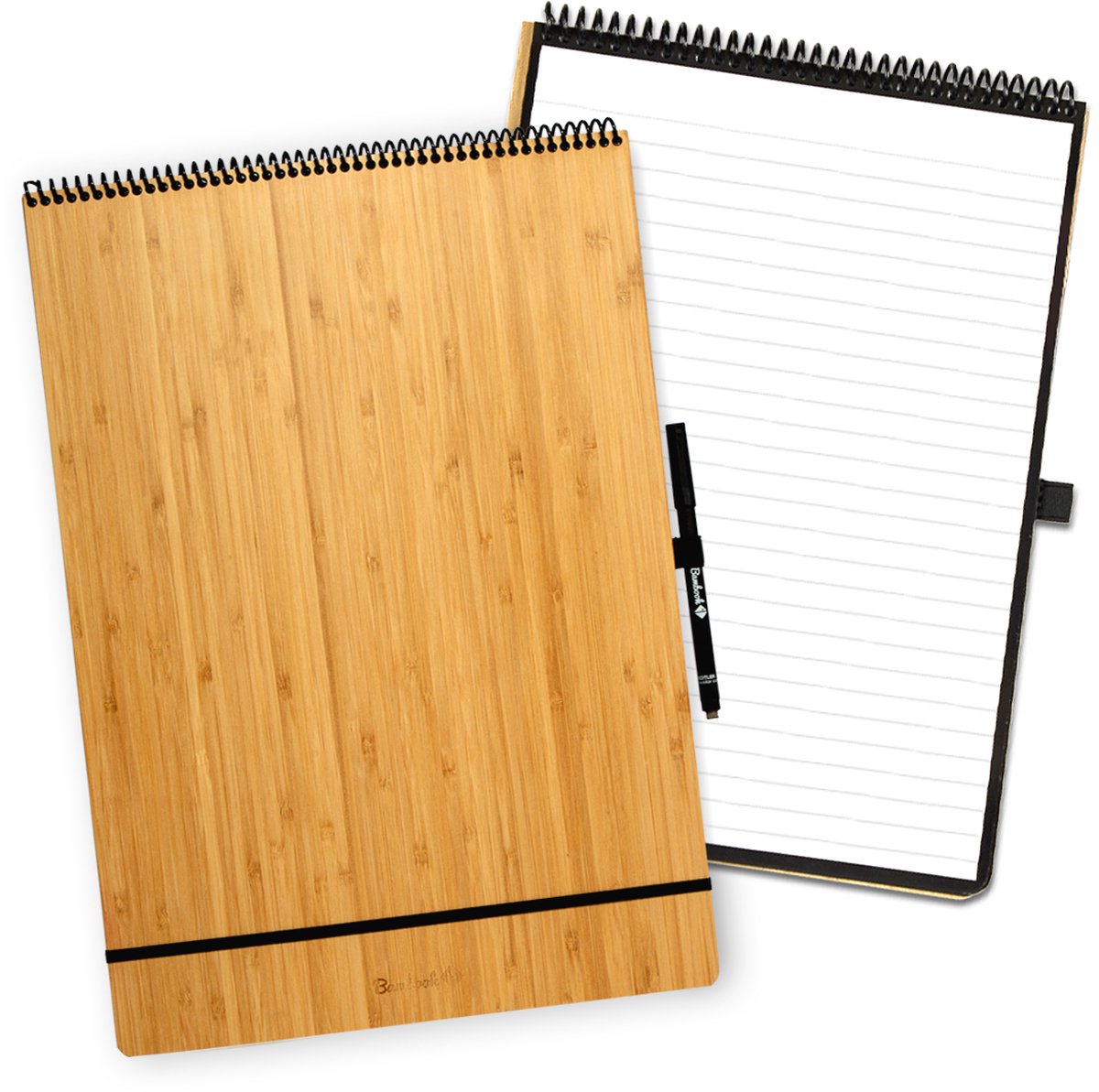 Bambook Notepad - Hardcover - A4 - Blanco & Gelinieerd - Uitwisbaar schrijfblok / herbruikbaar notitieblok / duurzaam kladblok / whiteboard collegeblok - Met 1 gratis stift