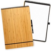 Bambook Notepad - Hardcover - A4 - Pagina's: Blanco & Gelinieerd - Met 1 gratis stift - Uitwisbaar schrijfblok / herbruikbaar notitieblok / duurzaam kladblok / whiteboard collegebl