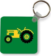 Sleutelhanger - Uitdeelcadeautjes - Tractor - Geel - Groen - Plastic
