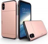 iPhone XR Hoesje met Pasjeshouder - Shockproof telefoonhoesje voor 2 pasjes - Mobiq Hybrid Card Case iPhone XR rosé gold - Geschikt voor iPhone XR