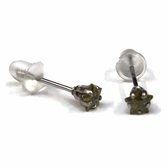 Aramat jewels ® - Zirkonia zweerknopjes ster 4mm oorbellen olijf groen chirurgisch staal