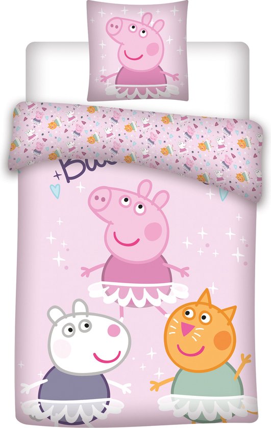 Peppa Pig Dekbedovertrek-Set – Kinderbettwäsche Mit Freunde-Motiv, 140x200 Cm, Inkl. Kissenbezug