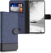 kwmobile telefoonhoesje voor Google Pixel 6 - Hoesje met pasjeshouder in donkerblauw / zwart - Case met portemonnee