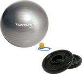 Tunturi - Fitness Set - Halterschijven 2 x 0,5 kg - Gymball Zilver 65 cm