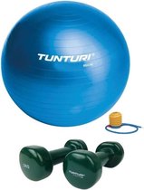 Tunturi - Fitness Set - Vinyl Dumbbell 2 x 2 kg  - Gymball Blauw 65 cm