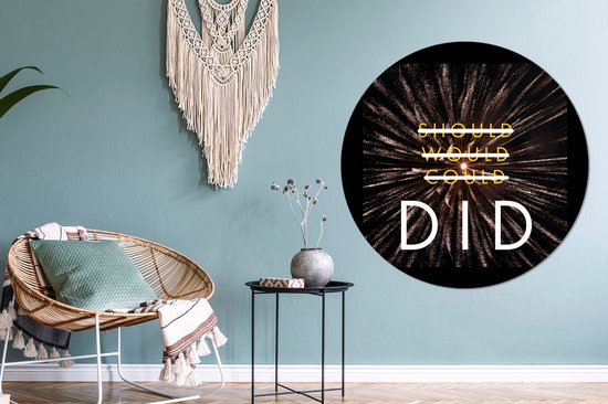 Texte de motivation sur un fond recouvert de feux d'artifice Sticker papier peint cercle mural ⌀ 140 cm / cercle papier peint / cercle mural / cercle vivant - autocollant & découpe ronde