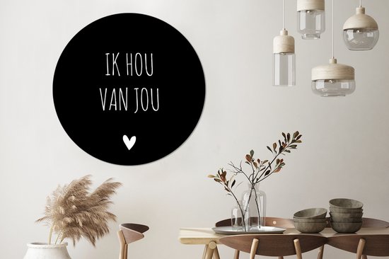 Cercle mural - Cercle mural - Je t'aime - Proverbes - Citations - Aluminium - Dibond - ⌀ 120 cm - Intérieur et Extérieur XXL