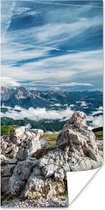 Poster Alpen - Rotsen - Gras - 20x40 cm
