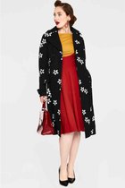 Voodoo Vixen - Marjorie Black Floral Trenchcoat jas - M - Zwart