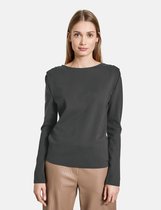 TAIFUN Dames Longsleeve met schoudervulling Charcoal-44