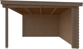 Blokhut met overkapping lessenaar dak 400 x 350 +400cm