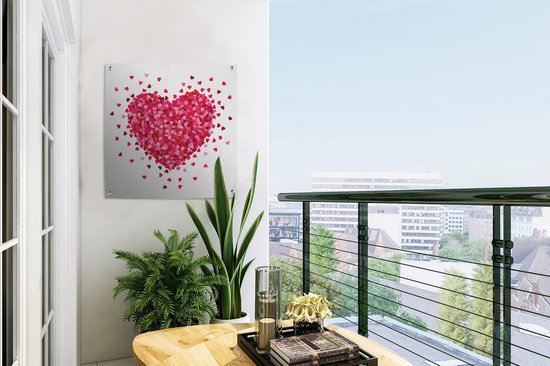 Une illustration d'un coeur entouré de coeurs affiche de jardin 50x50 cm - petit - Toile de jardin / Toile d'extérieur / Peintures d'extérieur (décoration de jardin)
