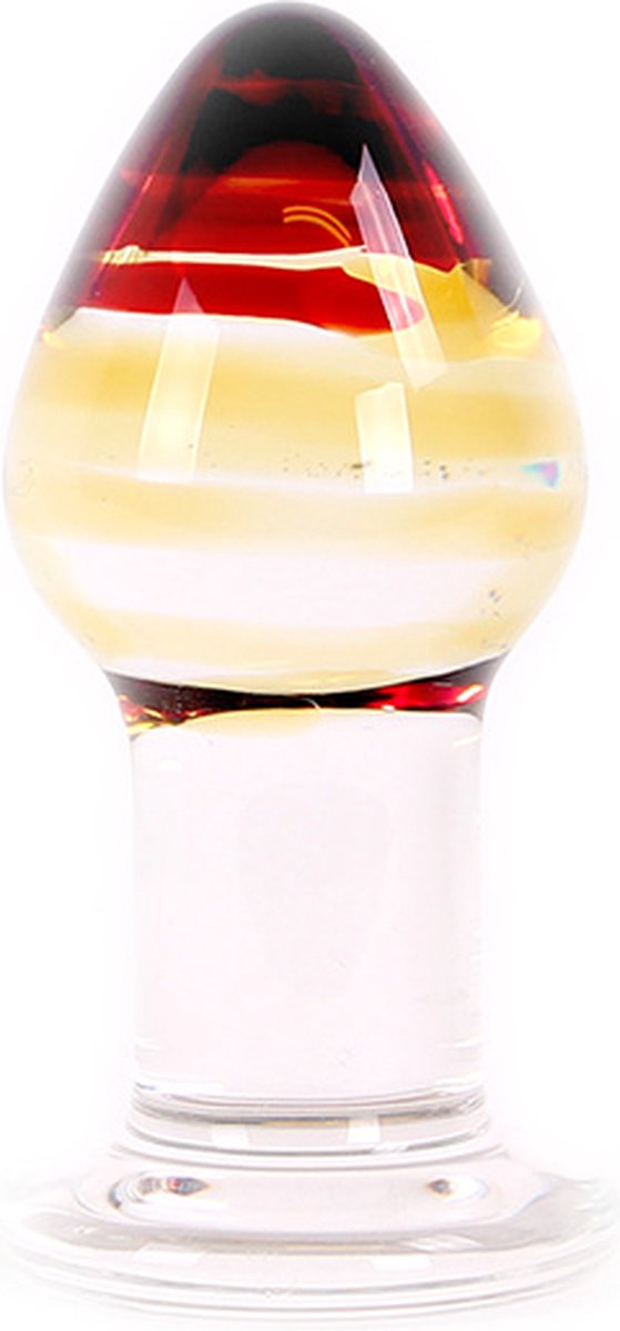 Goedkoopste Glazen Buttplug - transparant met rood/oranje punt