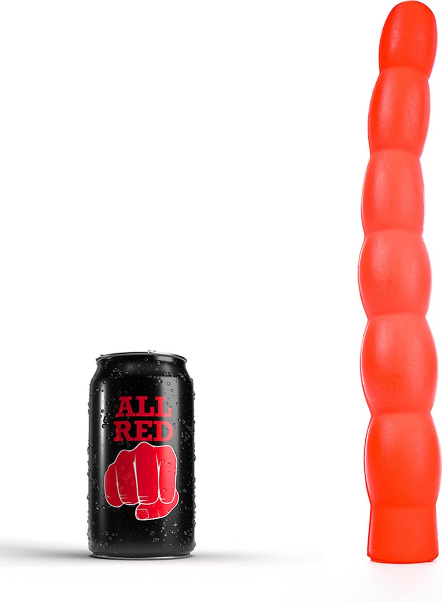 Goedkoopste All Red Geribbelde Anaal Dildo 32 x 4,5 cm - rood
