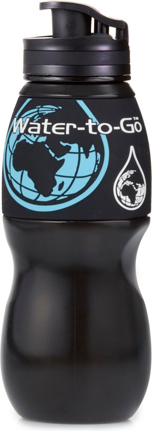 WatertoGo Waterfles met Filter Active - Waterfilter - Outdoor - Hiking - Reizen en Travel - Drinkfles Black Sleeve - 75cl – BPA Vrij