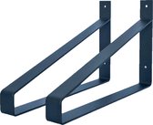 GoudmetHout Industriële Plankdragers XL 40 cm - Staal - Mat Zwart - 4 cm x 40 cm x 25 cm - Plankendrager