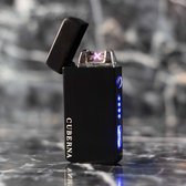 Cuberna Elektrische Plasma USB aansteker met batterij indicator Mat Zwart - Wind en Storm bestendig - Geschikt voor Kaarsen, Vuurwerk, Sigaretten en BBQ