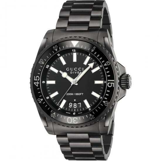 Gucci - Heren Horloge Dive YA136205 - Zwart
