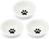 Navaris 3x voerbak voor katten en kleine honden - Set van 3 voederbakken - Etensbak voor huisdieren - Geschikt voor Navaris voederstation - Zwart/Wit