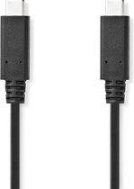 USB-Kabel | USB 3.2 Gen 2 | USB-C™ Male | USB-C™ Male | 10 Gbps | Vernikkeld | 1.00 m | Rond | PVC | Zwart | Polybag