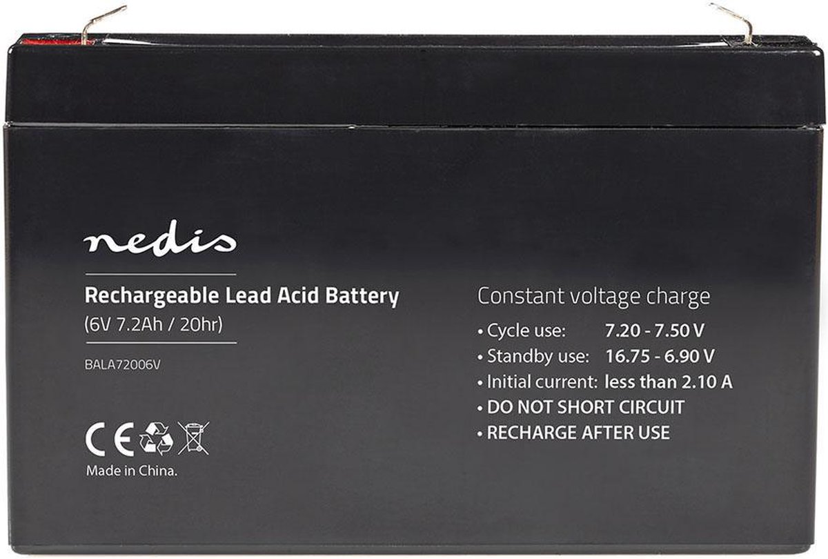 Nedis Oplaadbare Loodaccu - Lead-Acid - Oplaadbaar - 6 V - 7200 mAh