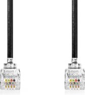 Nedis Telecomkabel - RJ10 Male - RJ10 Male - 2.00 m - Kabel design: Gekruld - Kabeltype: RJ10 - Zwart