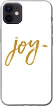 Geschikt voor iPhone 12 mini hoesje - Kerst - Joy - Goud - Spreuken - Quotes - Siliconen Telefoonhoesje