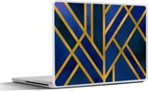 Laptop sticker - 12.3 inch - Goud - Blauw - Patroon - 30x22cm - Laptopstickers - Laptop skin - Cover
