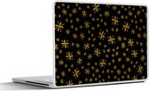 Laptop sticker - 10.1 inch - Kerst - Sneeuwvlokken - Goud - 25x18cm - Laptopstickers - Laptop skin - Cover